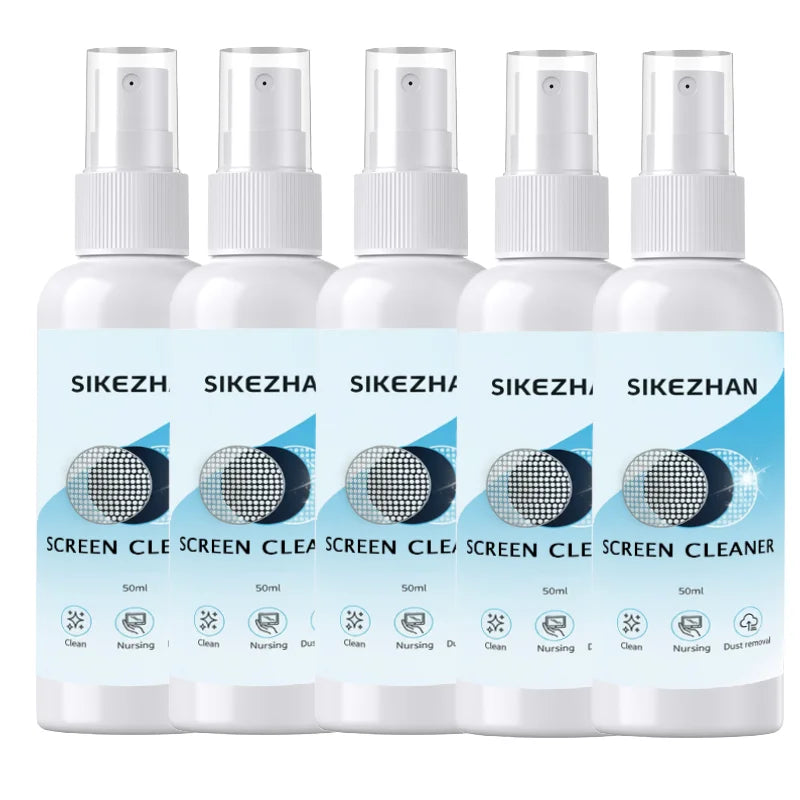 Screen Cleaner Spray + Polishing Cloth Set 50ml, Streak‑Free for Phone/Tablet/Laptop/Monitor, Removes Fingerprints, Oil & Dust