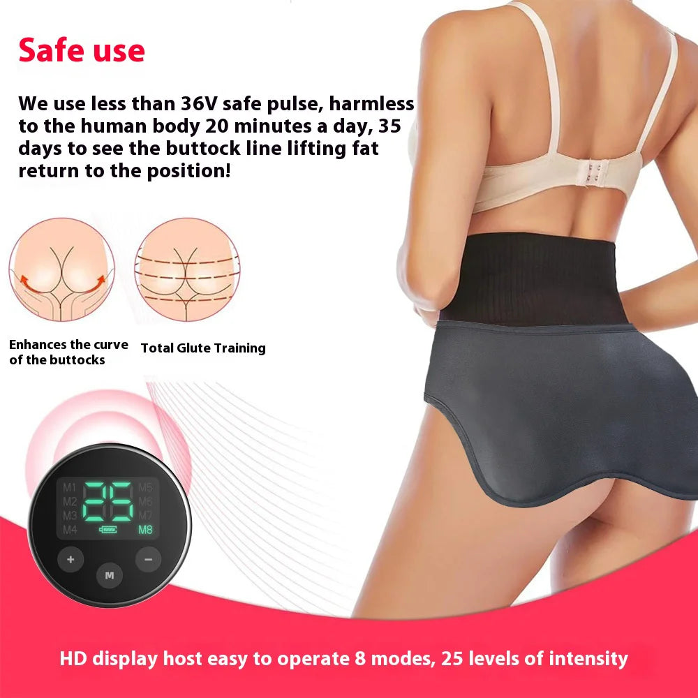 Ems Butt Lifting Massager Pad 8 Modes 25 Levels Muscle Stimulator for Glute Shaping Toning, Ergonomic Design with Hd Display