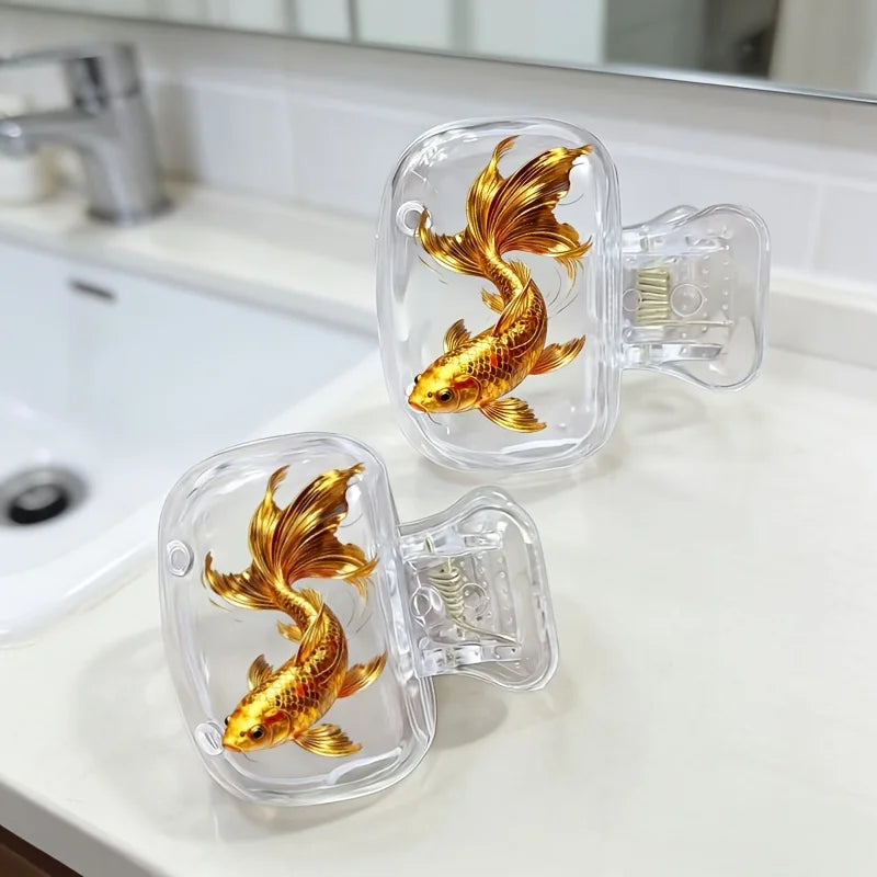 2pcs Lucky Goldfish Koi Toothbrush Head Cover Storage Case Toothbrush Protective Cover Holder Bathroom Accessory for Home Travel