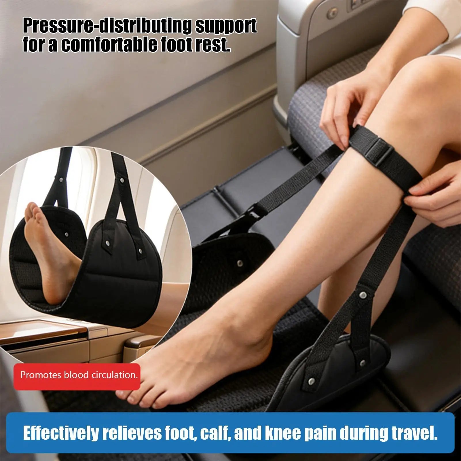 Foot Hammock Portable Adjustable Leg Hammock With Comfortable Foot Rest For Airplane Office And Car Travel Support  Relaxation