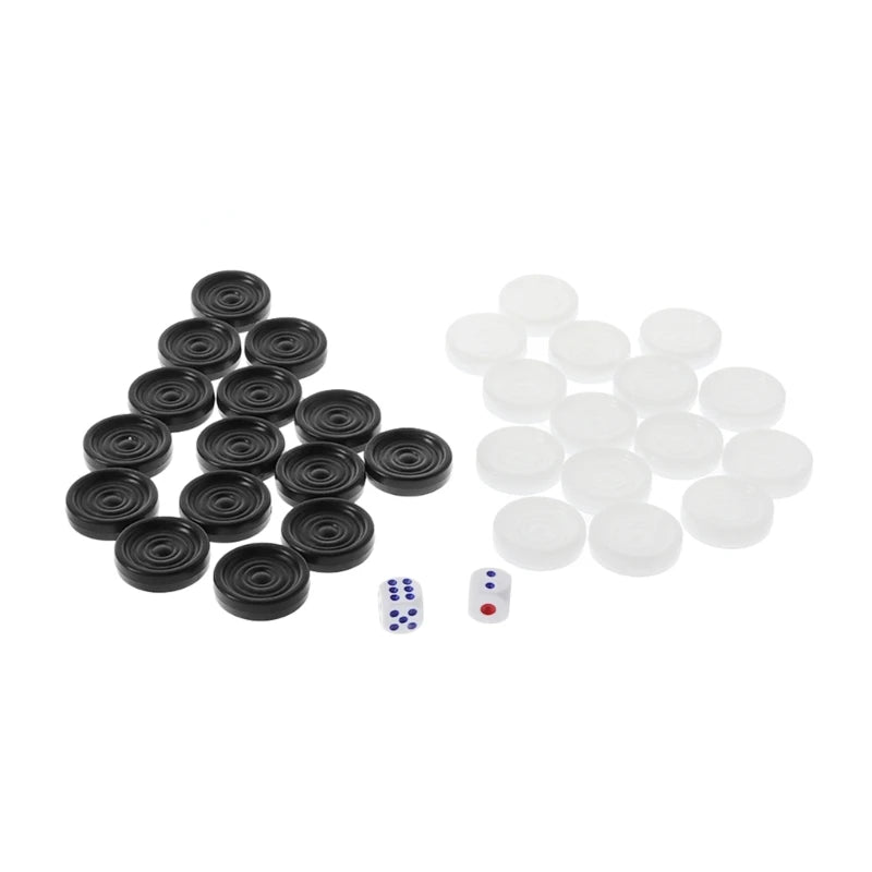 32Pcs/set 33mm Plastic Black White Backgammon Checkers Chips Stackable Checkers