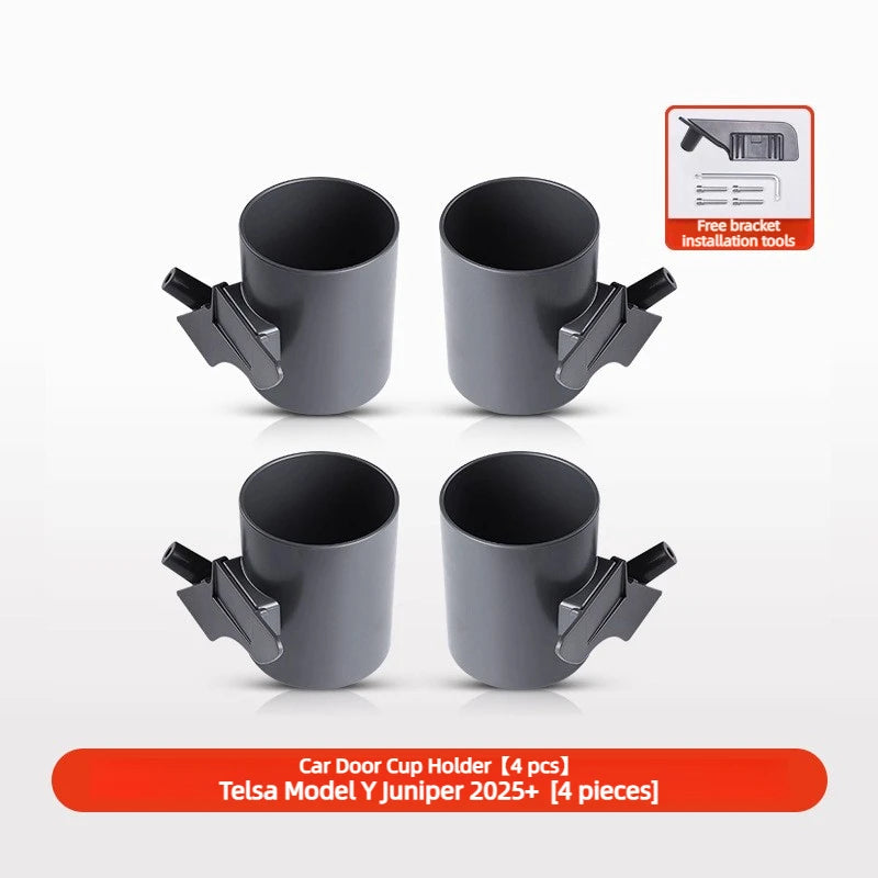 Set Car Door Cup Holder for Tesla Model 3 Highland  Model YJuniper 2025 4Pcs Handle Coffee Drink Holder Box Car Accessories