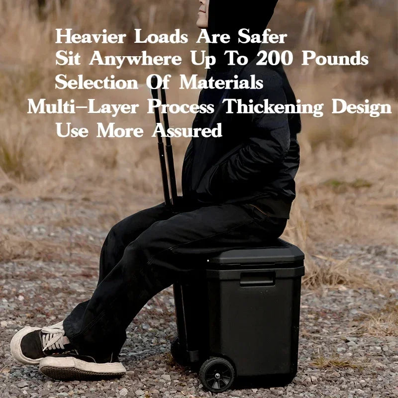MOUNTAINHIKER 36L Outdoor Refrigerator with Trolley Wheels Incubator Portable Warm Box BBQ Car Pulley Warm Box Refrigerator Box