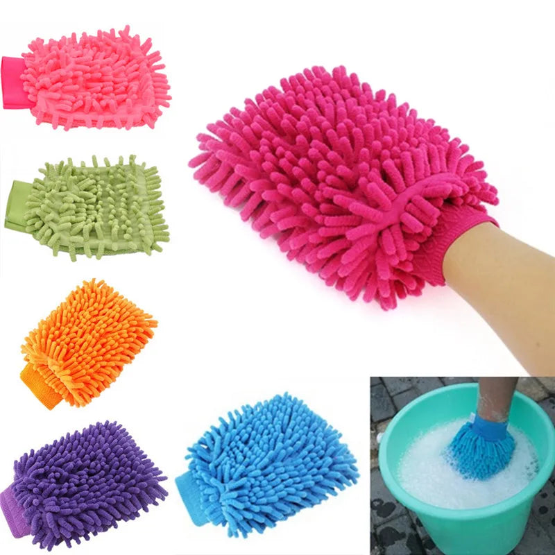 1pc Ultrafine Fiber Chenille Microfiber Car Wash Glove Mitt Soft Mesh backing no scratch for Car Wash and Cleaning
