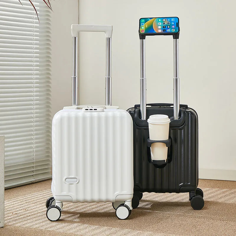 14 Inch Portable Luggage with 3 Extension Handles Carry-On Bag Lightweight Travel Suitcase with Cup And Phone Holder Suitcase