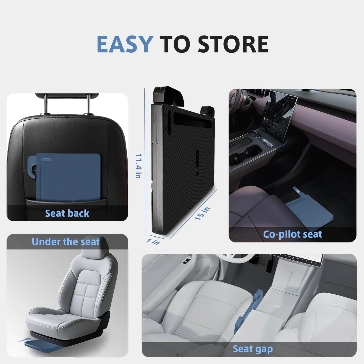 Carbon Fiber Design Auto Steering Wheel Tray Multipurpose Adjustable Car Table with Drawer and Anti-Slip Protective Adhesive