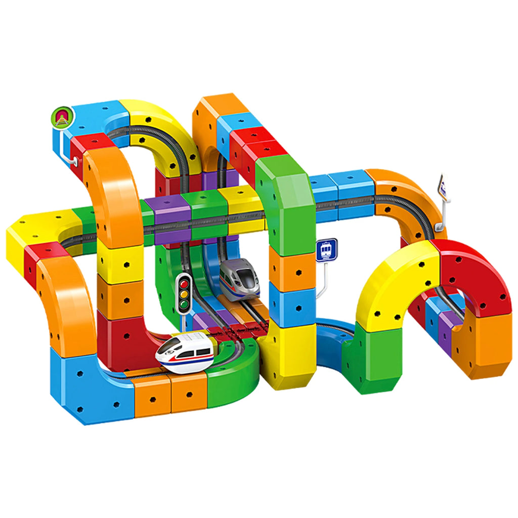 133PCS Magical Track Train Car Children Educational Electric Magnetic Levitation Train Track Cube DIY Building Toy Birthday Gift