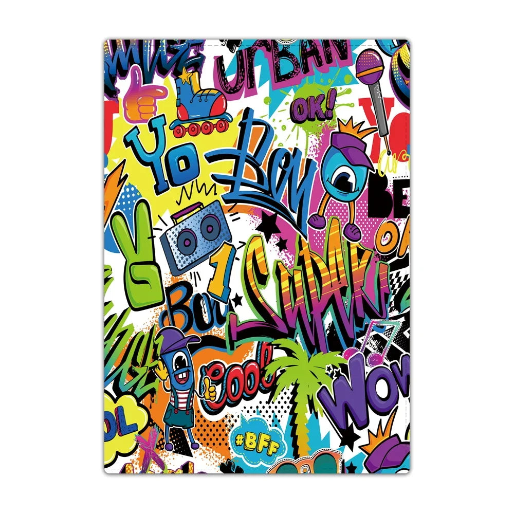 Travel Passport Holder Cover Graffiti Art Pattern Wallet Transparent  ID Card Holders Business Credit Card Holder Case Pouch