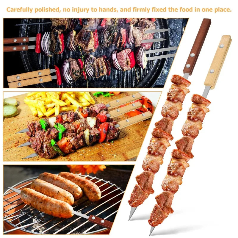 Stainless Steel Kebab Skewers 55cm/50cm/44cm/40cm Skewers Shish Kebab Turkish Persian Koubideh Iranian Mediterranean Brazilian