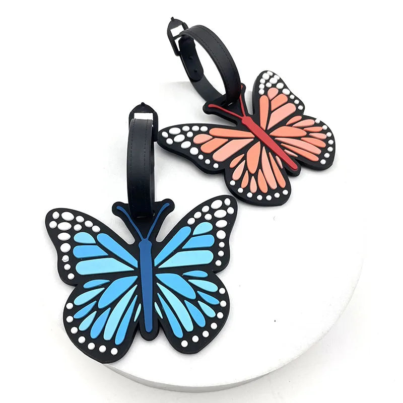 4 Color Travel Accessories Cute  Butterfly Luggage Tag Silica Gel Suitcase ID Address Holder Baggage Boarding Tag Portable Label