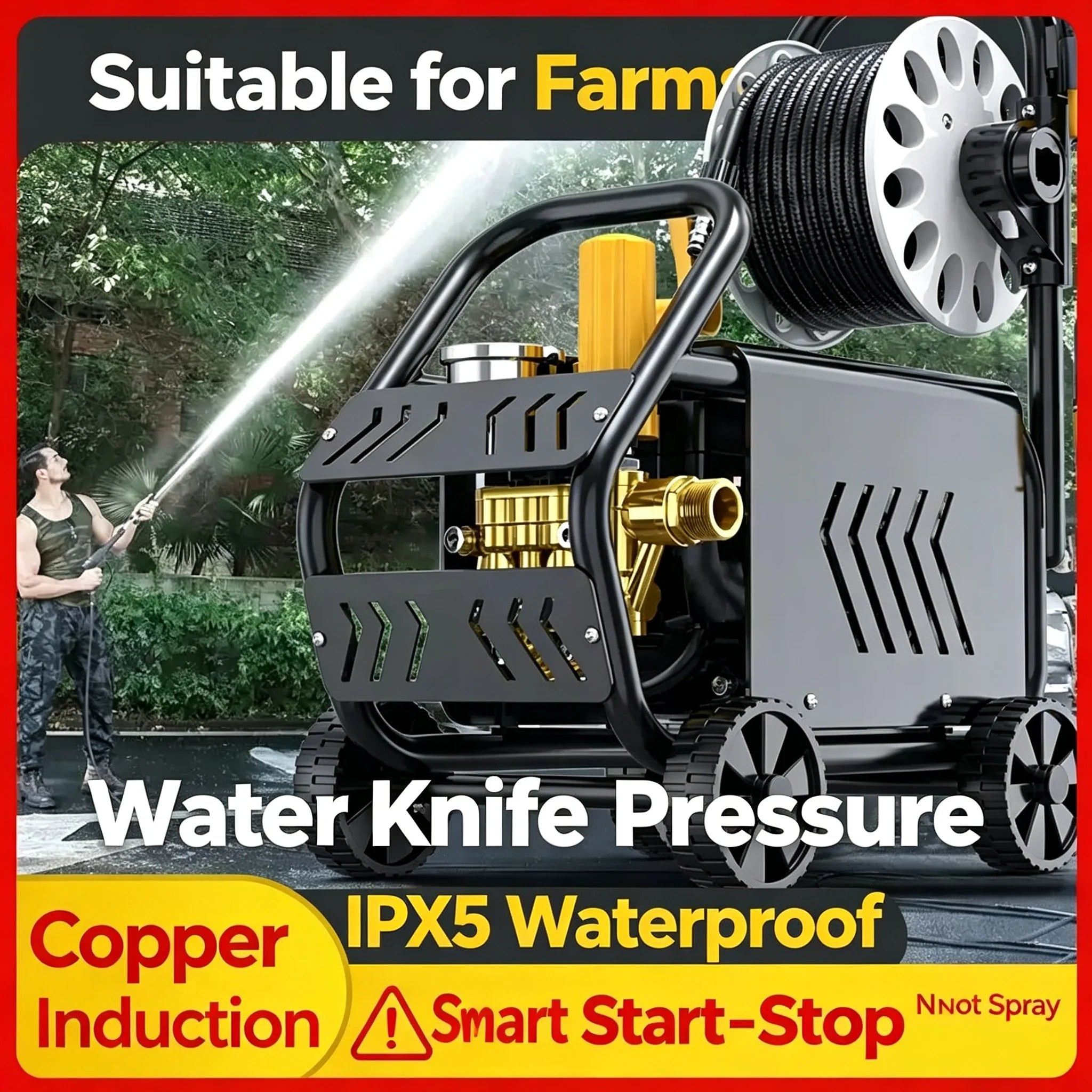 220V Portable High Pressure Car Washer Powerful Water Pump Water Gun For Home Car Floor Washing