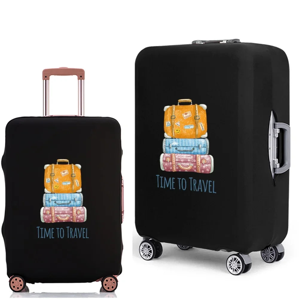 Portable Luggage Protective Cover Travel Pattern Travel Suitcase Cover Elastic Dust Cases for 18 To 28 Inch Travel Trunk Cover