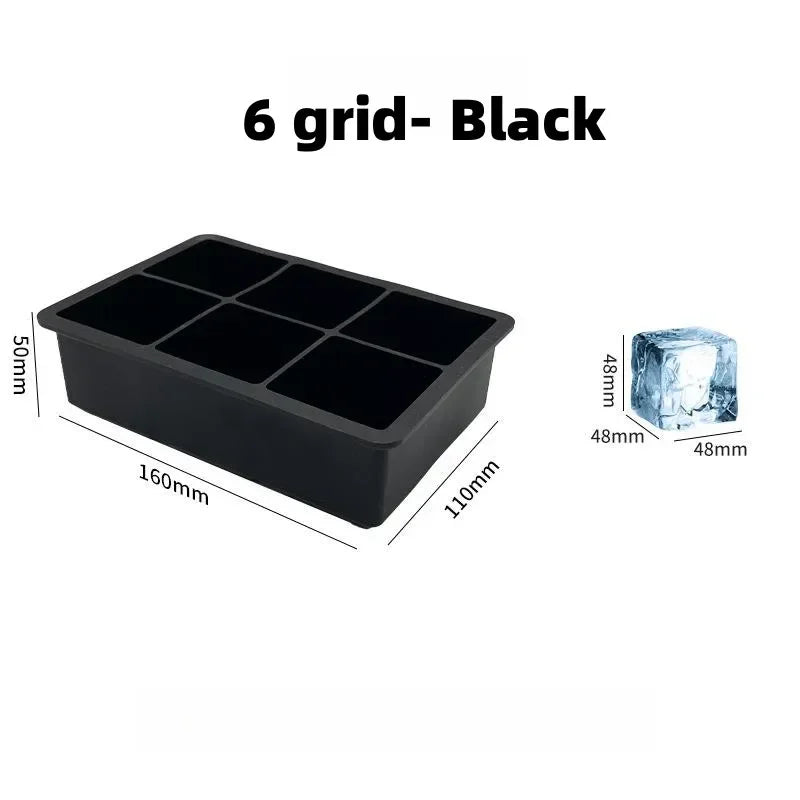 4/6/8/15 Grid Big Ice Tray Mold Giant Jumbo Large Food Grade Silicone Ice Cube Square Tray Mold DIY Ice Maker Ice Cube Tray