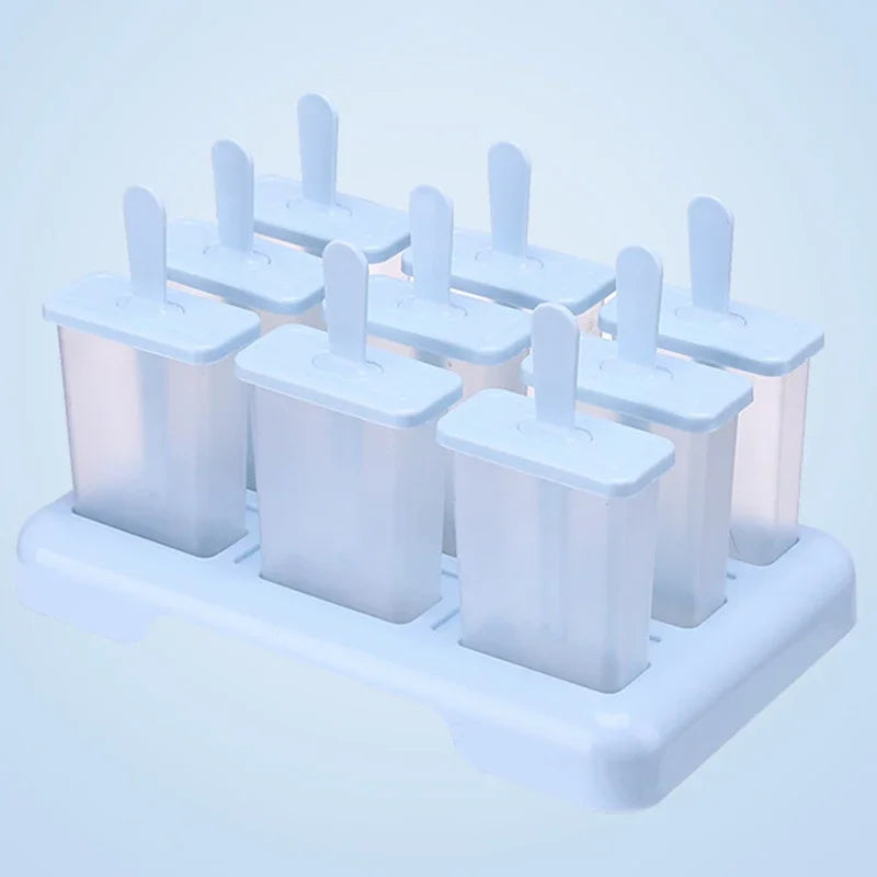 9 Grid Ice Cream Popsicle Mold DIY Ice Cream Machine Homemade Ice Box with Plastic Stick Ice-lolly Mold Ice Tray Kitchen Gadgets