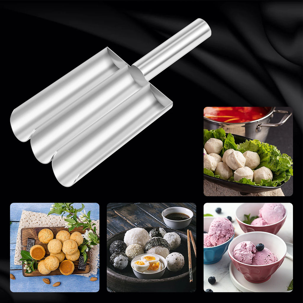 Stainless steel meatball spoon fish ball shrimp slip mold triple meatball machine creative meatball making tool kitchen cooking