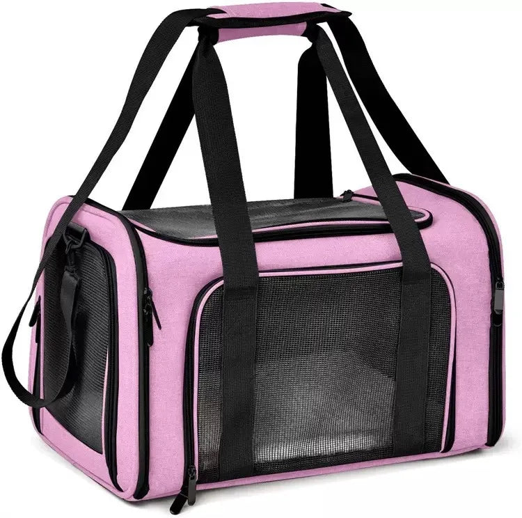M/L Size Pet Carrier for Cats Dogs Puppies up to 13/15 Lbs Pink/Blue/Grey TSA Airline Approved Soft Sided Collapsible Travel