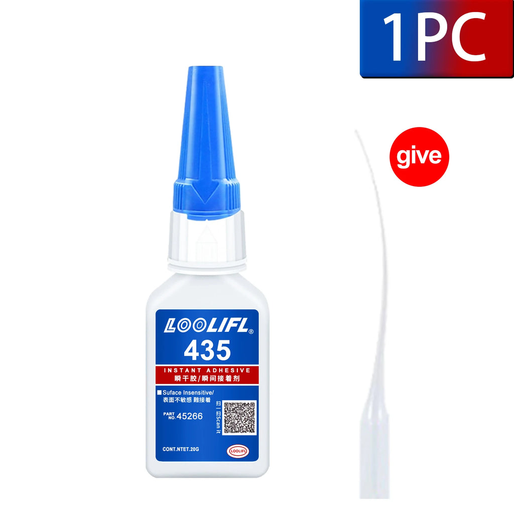 LOOLIFL 20g 435 Super Glue Quick-drying Cyanoacrylate Instant Leather Rubber DIY Wood Metal Strong Bond Liquid Adhesive Tool