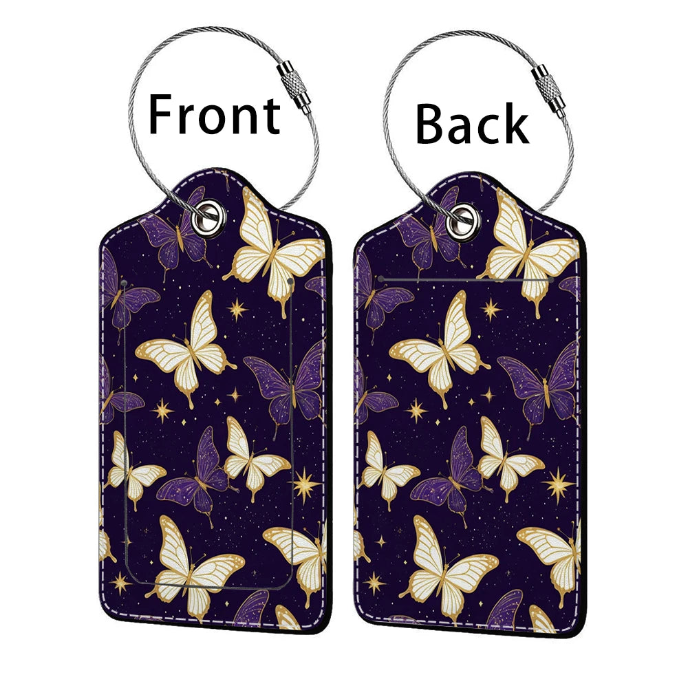 HOT SALE Tyrant butterfly Leather Business Luggage Tag Suitcase Address Label Luggage Boarding Case Label Name ID Address Clip