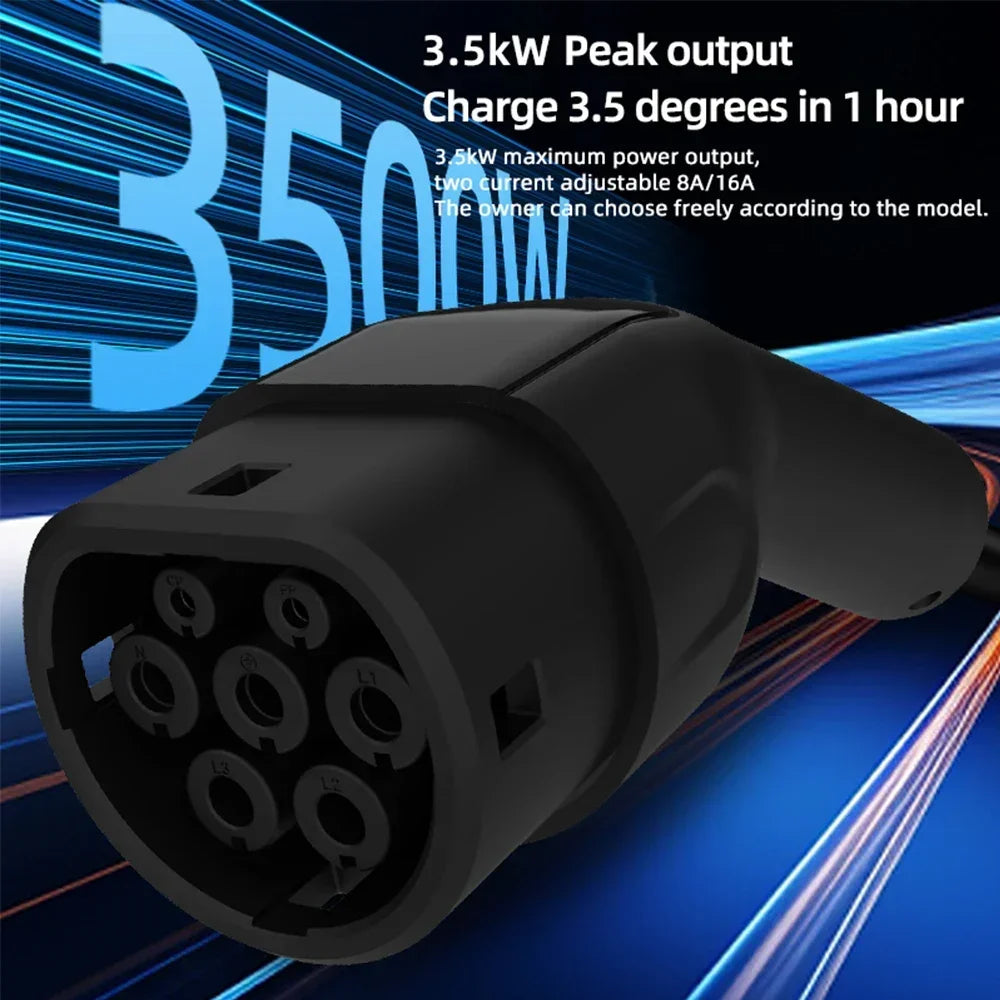 Portable 3.5KW 16A EV Charger with 3M-20M Cable Type2 IEC62196 EU Plug Wallbox Adapter Plug And Charge for Electric Vehicles
