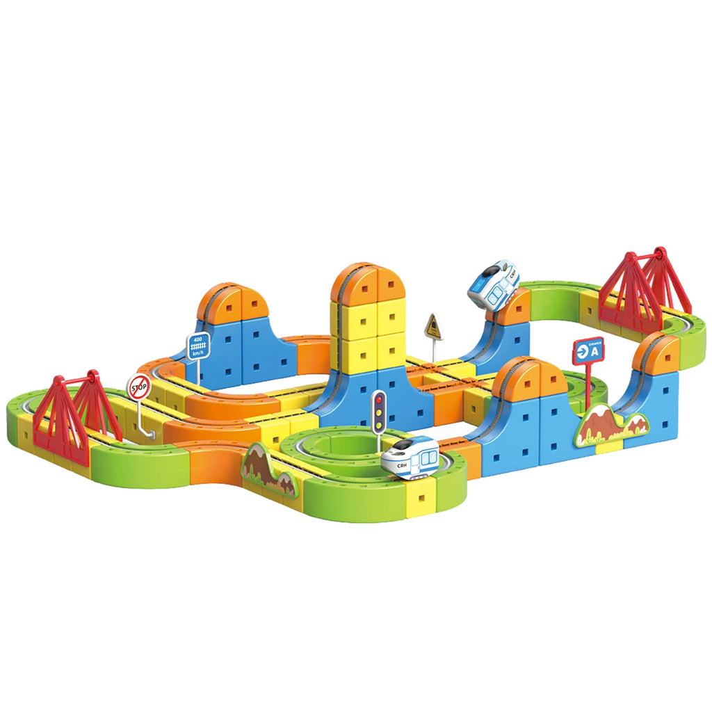 133PCS Magical Track Train Car Children Educational Electric Magnetic Levitation Train Track Cube DIY Building Toy Birthday Gift