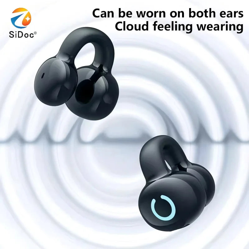 New single ear stereo clip on Bluetooth earphones YX09 business model with bone conduction and long battery life
