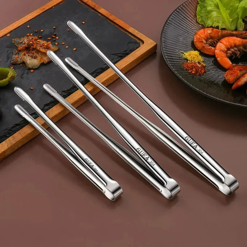 1/5pcs Stainless Steel Barbecue Clip Multifunction Food Tongs Clip Steak Tongs Lengthened Barbecue Clip Kitchen Barbecue Gadgets