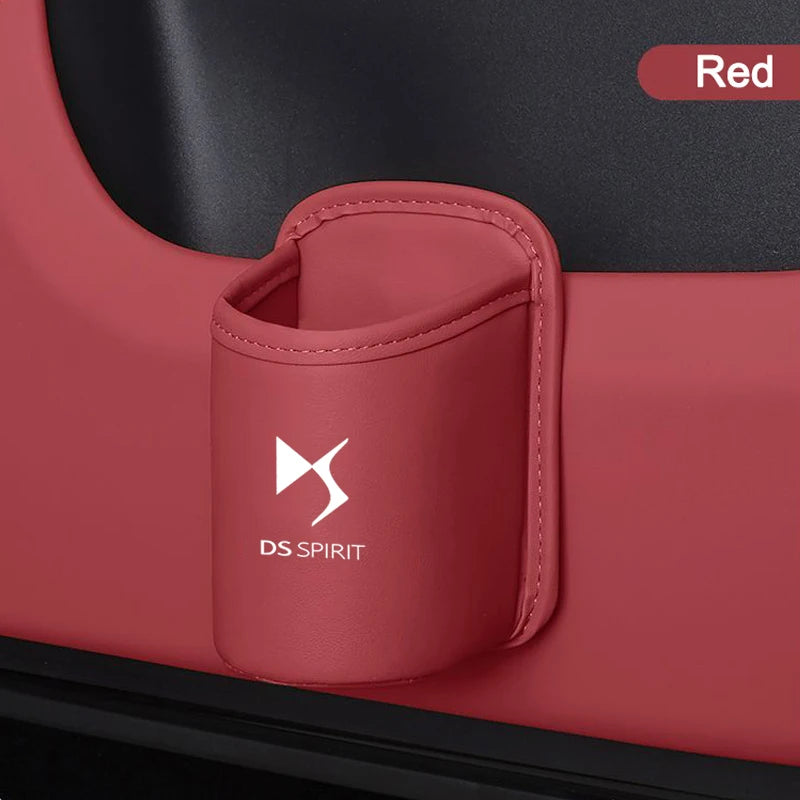 Car Door Water Cup Holder Back Seat Drink Rack Leather Storage Box For Citroen DS Spirit DS3 DS4 DS5 DS6 DS7 Crossback DS9