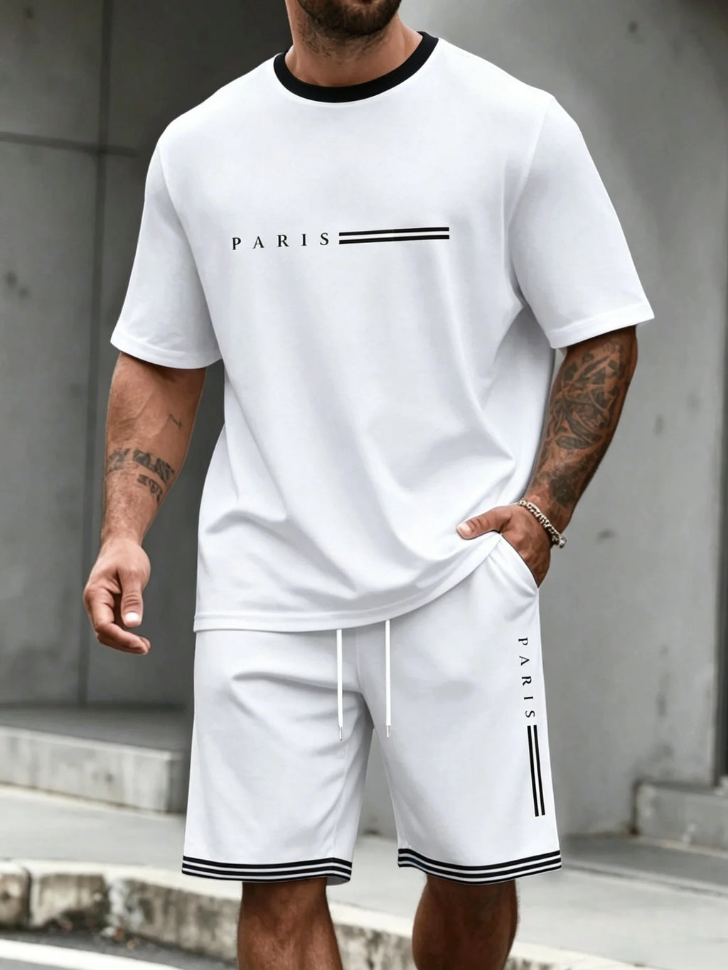 Men's Tracksuit 2 Piece O-neck Short Sleeve Shirt Shorts Set Men's Running Suit Plus Size T shirts Man Clothing Summer T-shirt