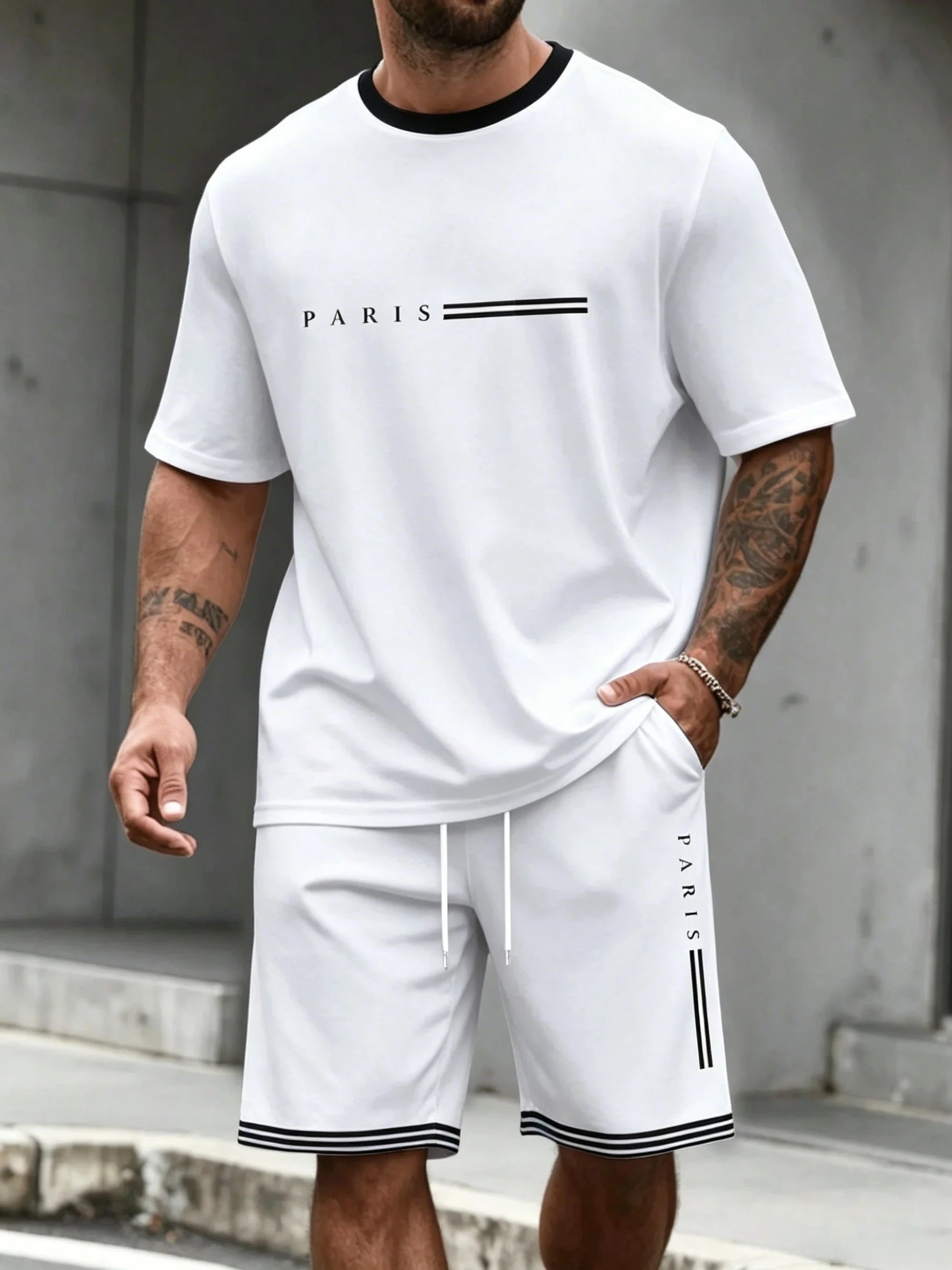 Men's Tracksuit 2 Piece O-neck Short Sleeve Shirt Shorts Set Men's Running Suit Plus Size T shirts Man Clothing Summer T-shirt