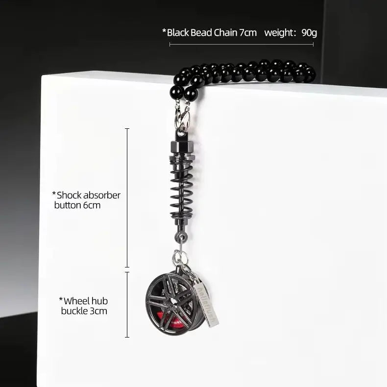 metal Car Mirror Rearview Pendant Auto Interior Decor Pendants Aluminum Wheel With Shock Absorber Ornament Hanging Accessories