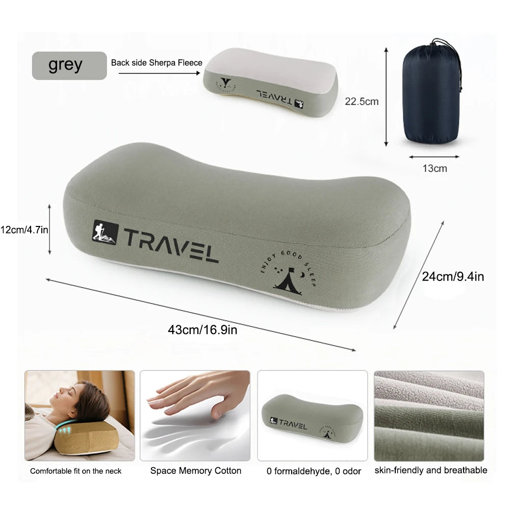 Ultralight Camping Memory Foam Pillow, Travel Backpacking Pillow with Removable Cover for Neck Lumbar Support, Hiking Outdoor