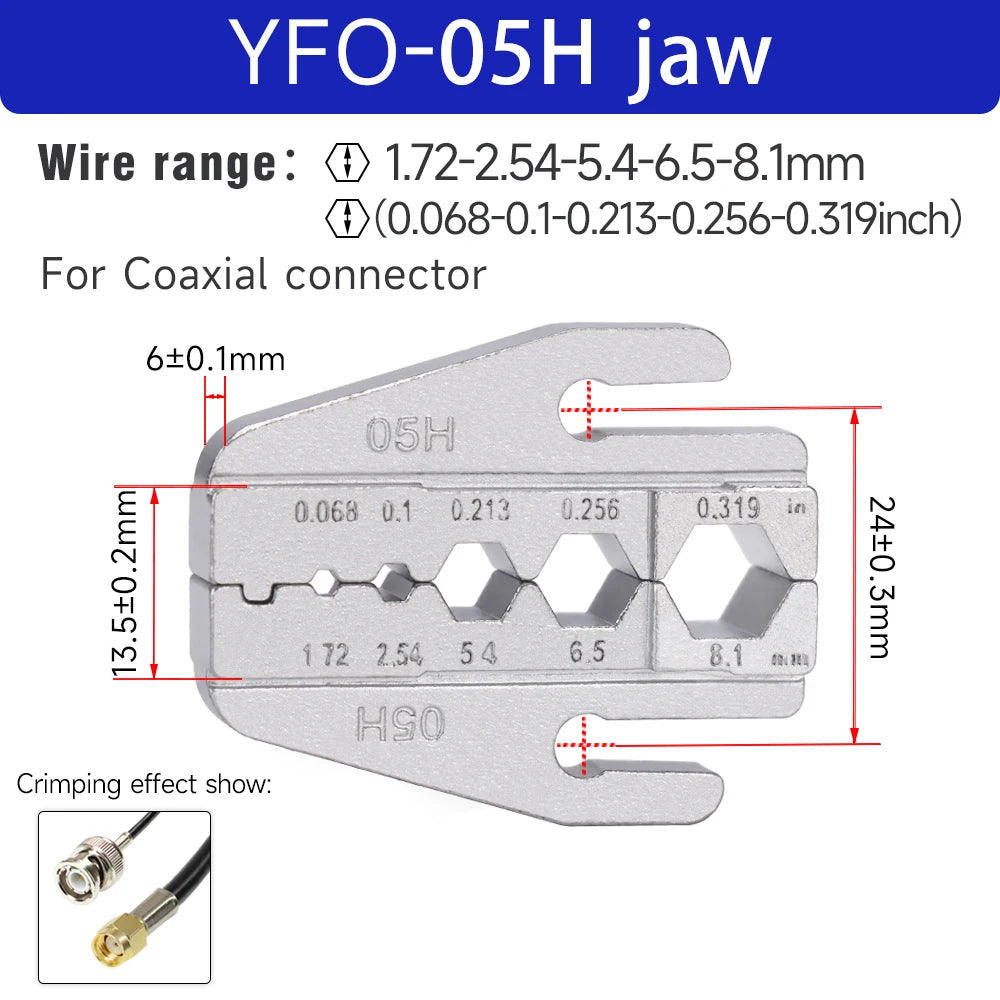 1 Pcs Crimping Jaws YFO 9 Inch Crimping Pliers Interchangeable Crimping Die For Tube/Insulated/Bare Terminals Replacement Die