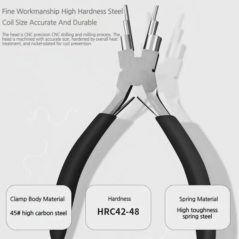 Professional Jewelry Pliers 6in1 Multi-Size Looping & Bail Making Tool with Non-Slip Handle for DIY Craft