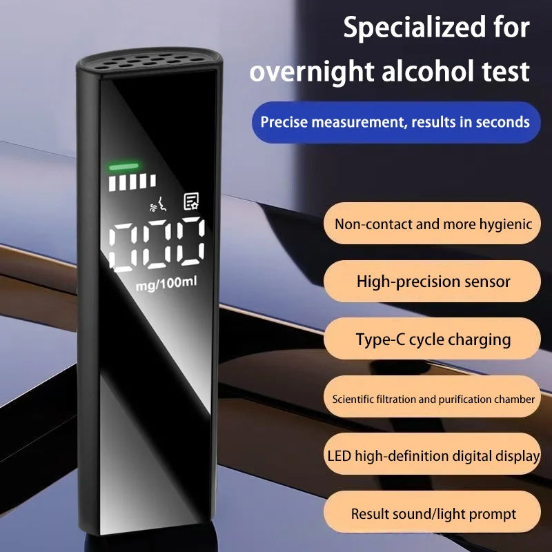 High-precision Alcohol Tester Portable Non-contact Professional Led Digital Display Drunk Driving Alarm Quick Tester