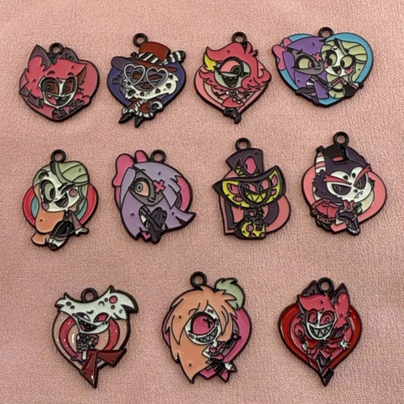 11pcs Cartoon Anime Pendant Alloy Drip Oil DIY Bag Phone Chain Pendant Bracelet Necklace Accessories