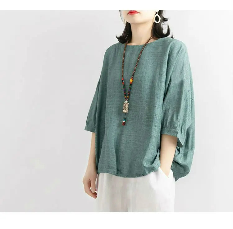 Plus Size Women's Summer Casual Solid Color Round Neck T-Shirt Loose Thin Office Lady Fashion New Arrival