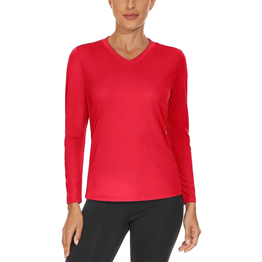 KEFITEVD UPF 50+ Women Long Sleeve T-shirts UV Sun Protection Outdoor Sport T Shirt Moisture Wicking Camping Hiking T-Shirts Tee