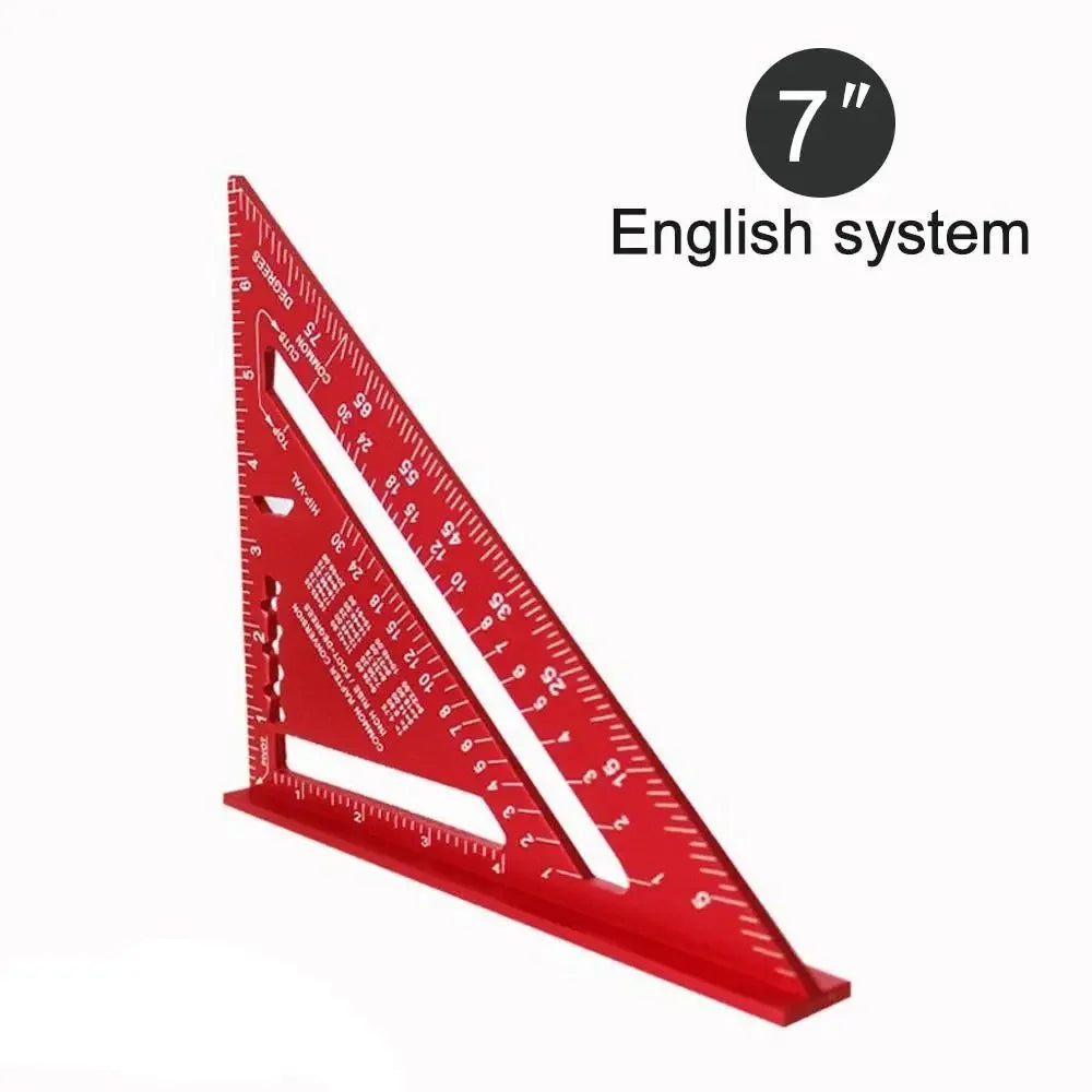 7-Inch Triangle Ruler Aluminum Alloy Measurement Tool with Inch & Metric ScaleCarpenter Speed Square Angle Ruler for Woodworking