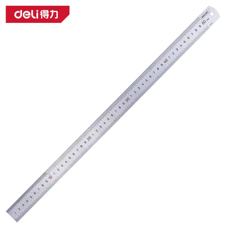 Deli 1Pc Stainless Steel Ruler 15/20/30/40/50cm Metal Straight Ruler for Home School Precision Measuring Drawing Tool Supplies