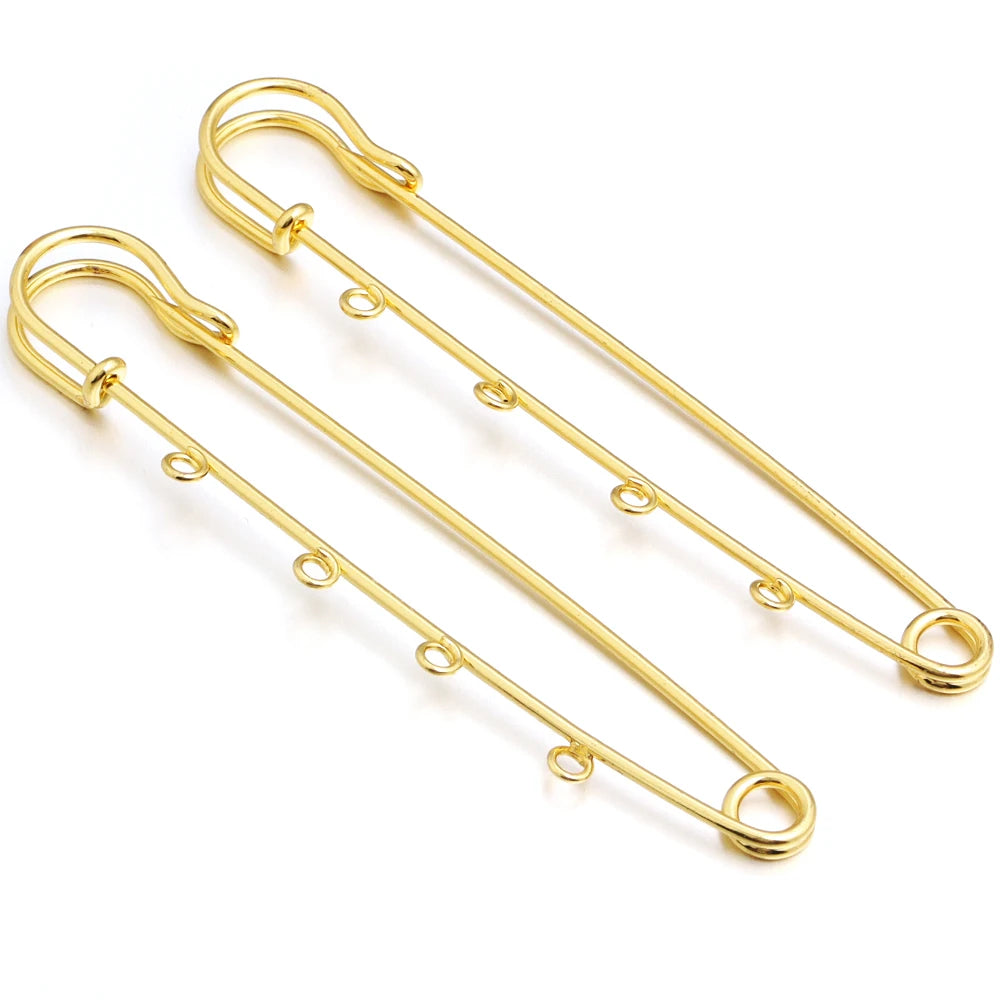 5-10pcs/lot Safety Pins Brooches Blank Base Brooch Pin With Loops Fasteners Pin For DIY Jewelry Making Brooch Charm Accessories