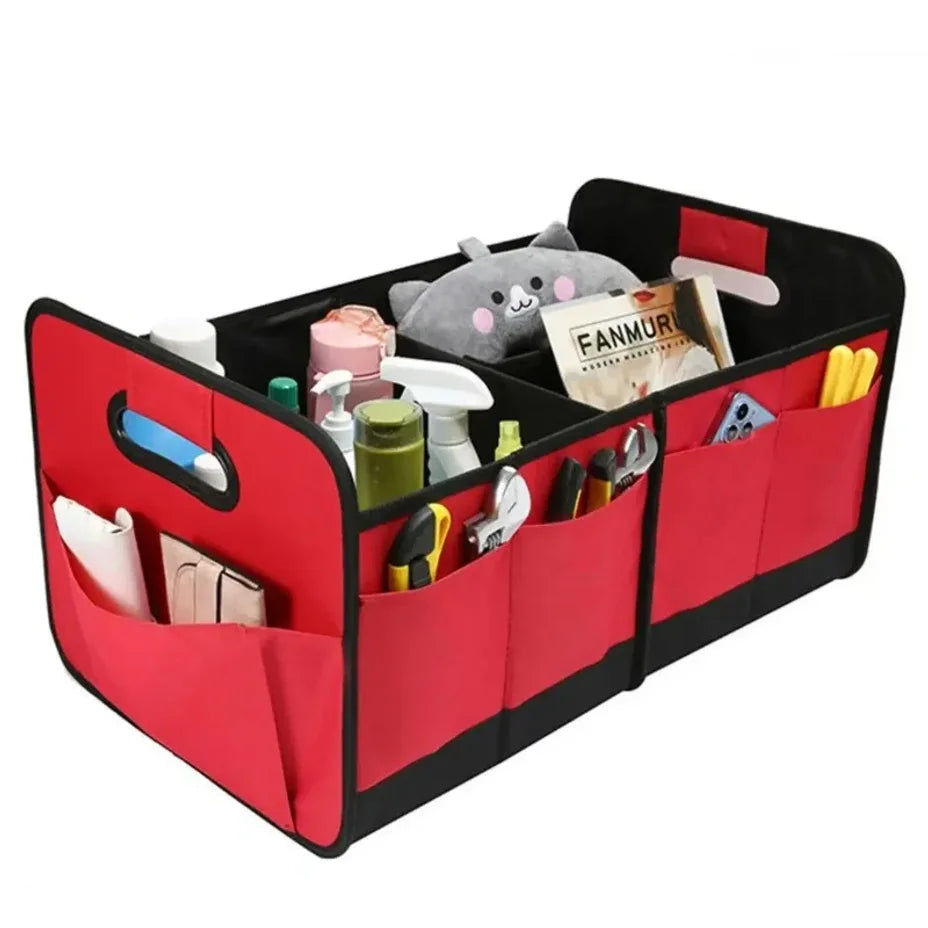 Collapsible Large Car Trunk Storage Box, Waterproof 600D Oxford Fabric Organizer with Flip Top & Reinforced Handles for SUV/Van