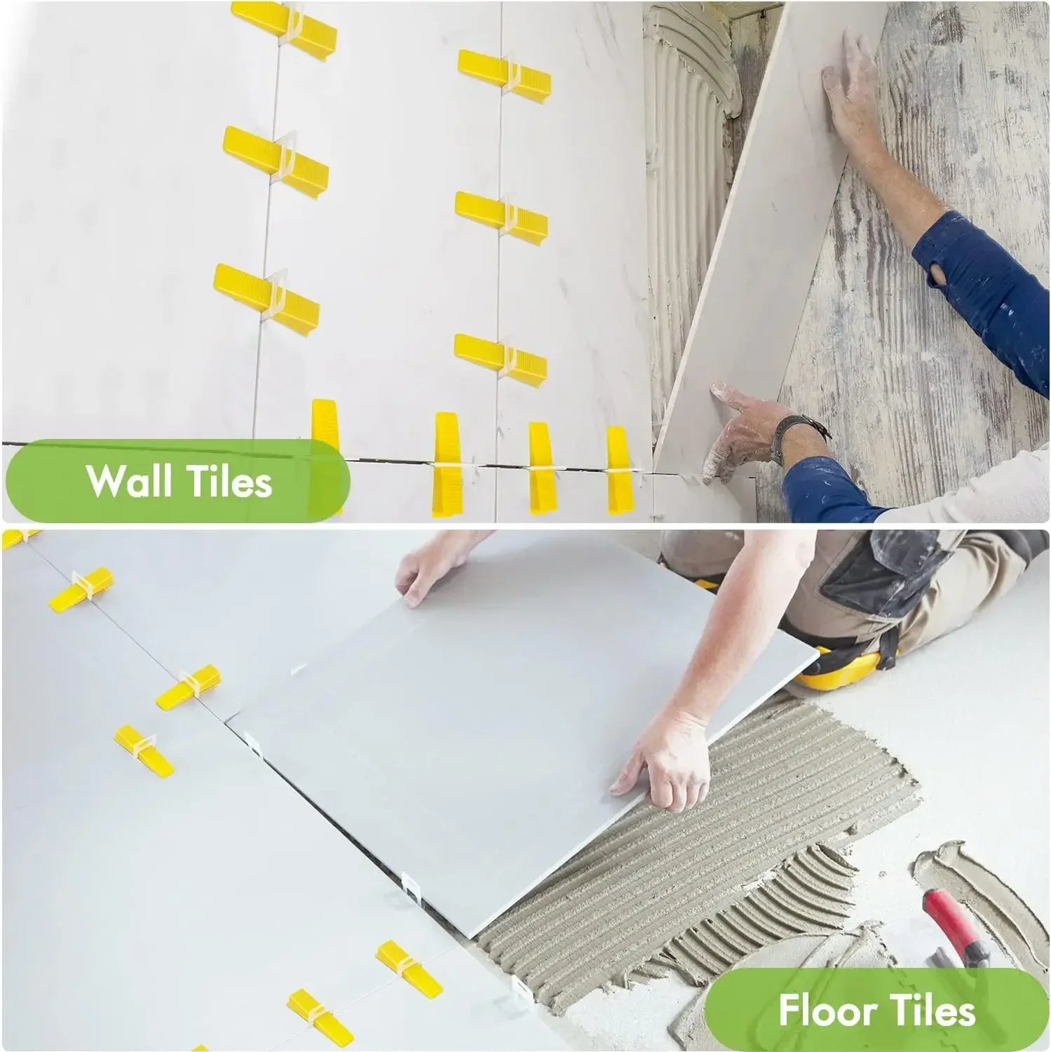 100-1500pcs 0.35-3mm Ceramic Tile Leveling System Clips Spacers Straps Kit for Floor Wall Tile Laying Construction Tools