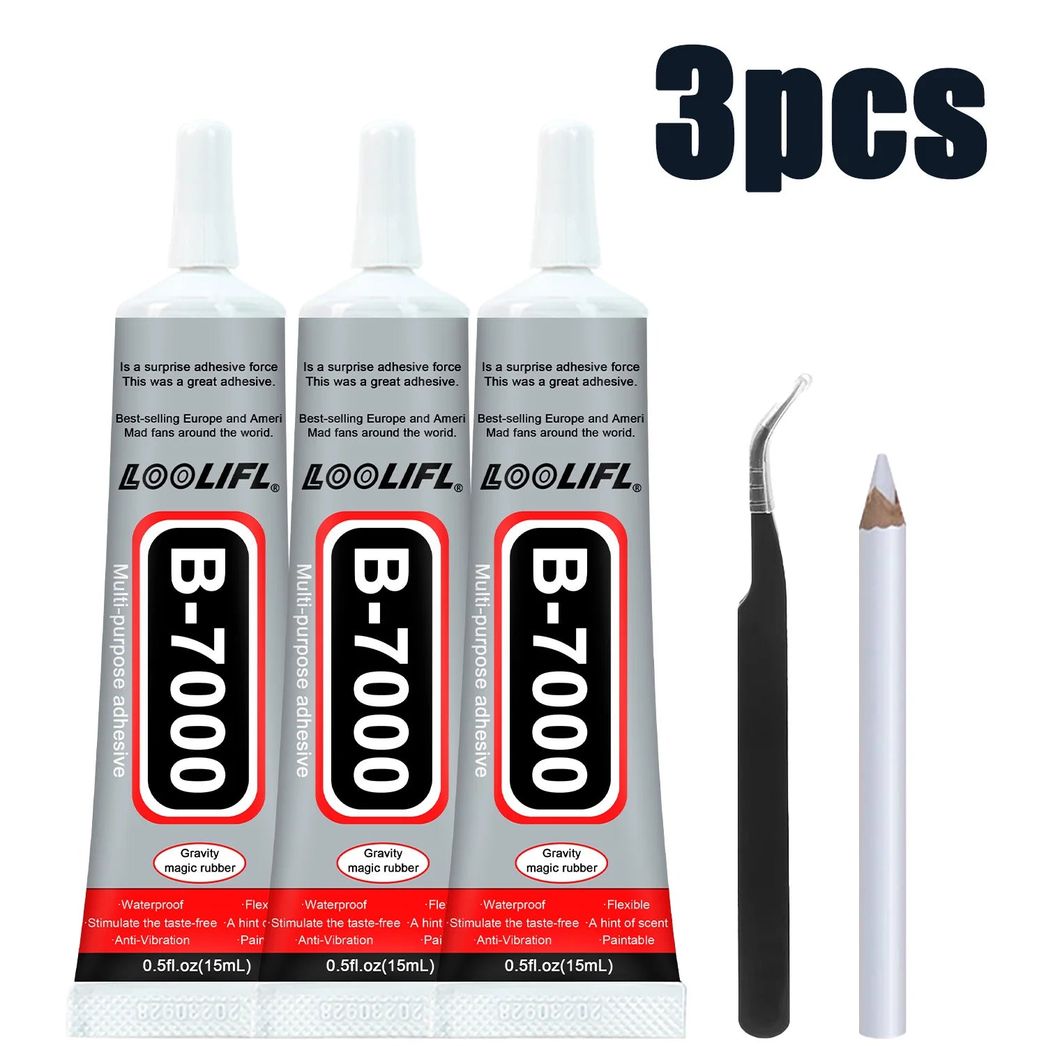 B-7000 Glue, 3/6 Pack, 15ml, Transparent Type, B7000 High Viscosity Glue, Can Be Used for Clothing/Shoes/Fabric/Screen Phones/Repair/Water Crafts/Jewelry Bonding Chronic Soft Gel