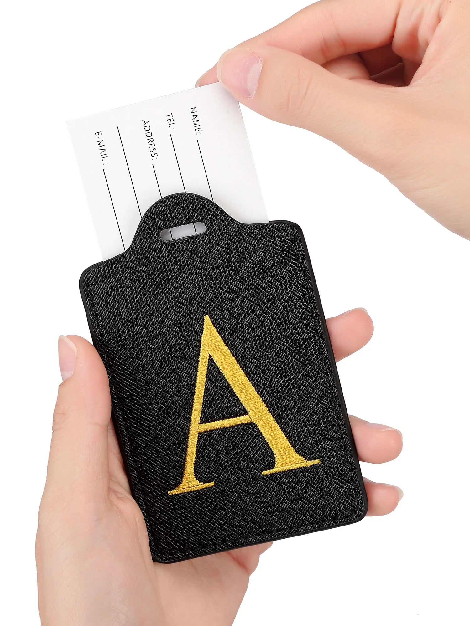 Premium Leather Business Luggage Tag Luggage Address Label Carry-on Luggage Label Name ID and Address Folder Travel Accessories