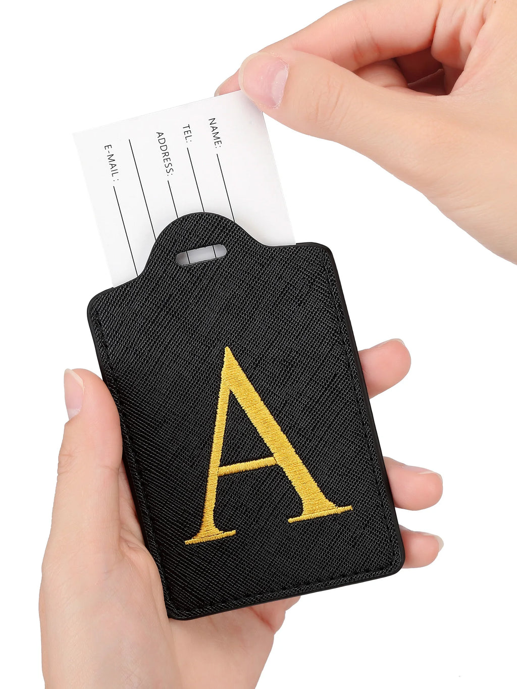 Premium Leather Business Luggage Tag Luggage Address Label Carry-on Luggage Label Name ID and Address Folder Travel Accessories