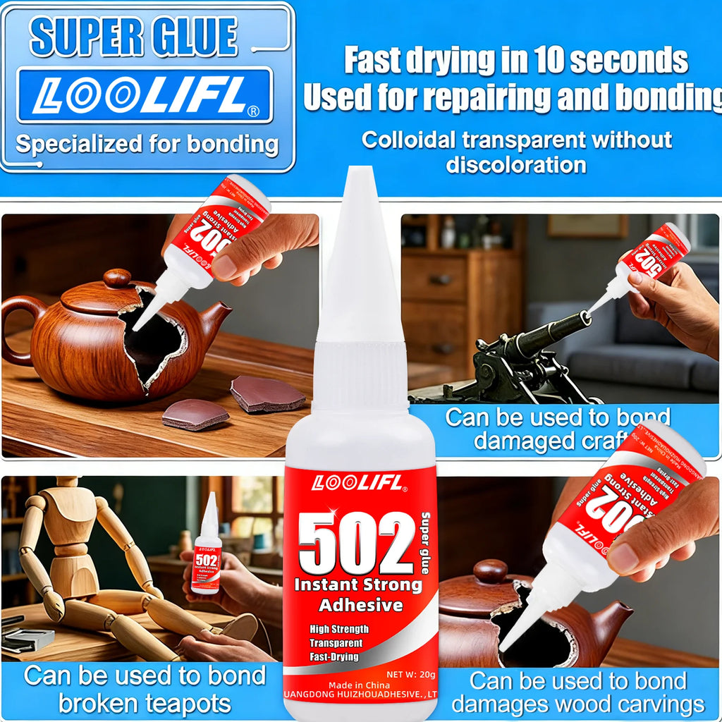 5-10pcs 502 Super Glue Instant Quick-drying Cyanoacrylate Adhesive Leather Rubber Glass Wood Metal Strong Bond Liquid Glue Tool