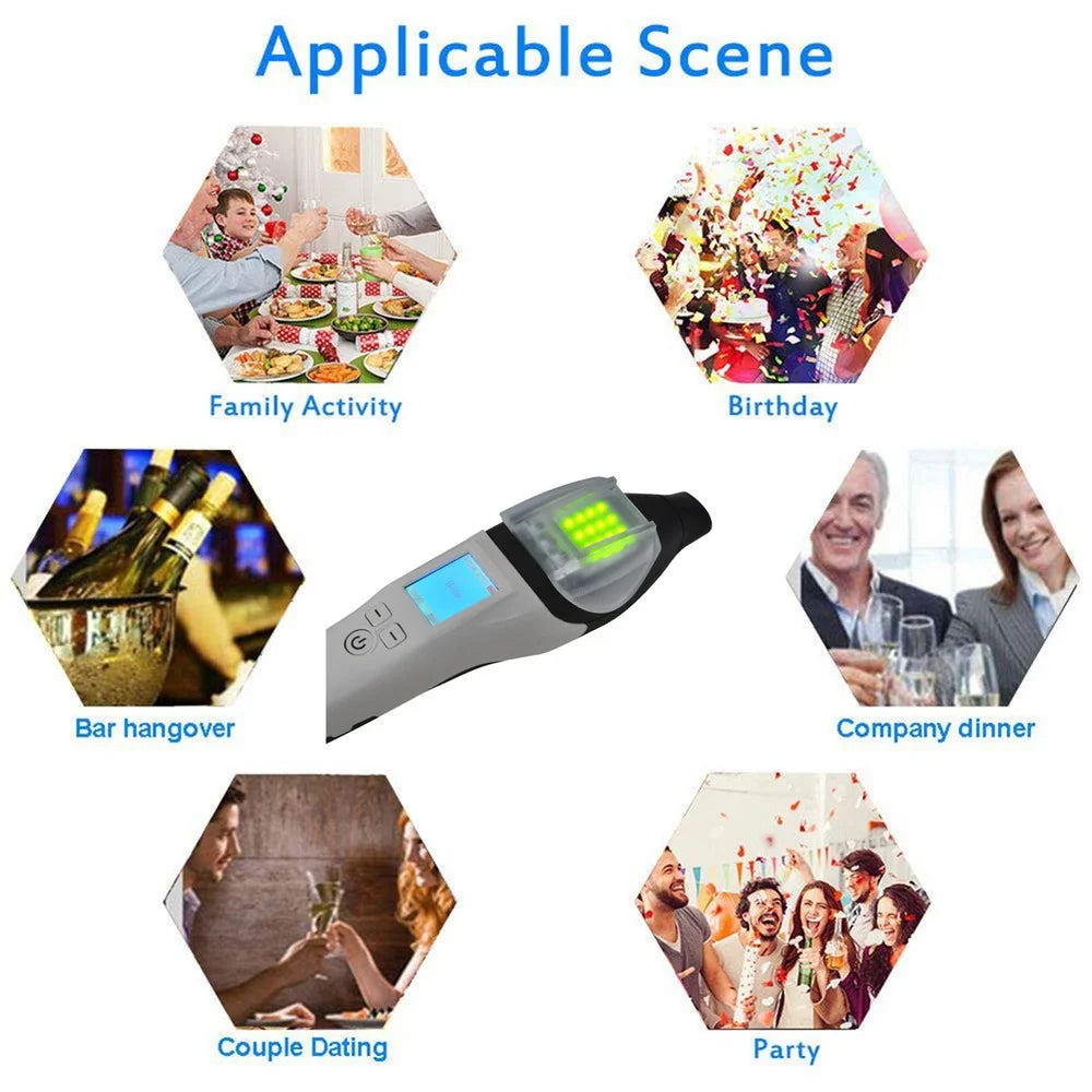 AT7000 Portable Breath Alcohol Tester Quick Response for Police Alcohol Test with Digital LCD Alcohol Breathalyzer