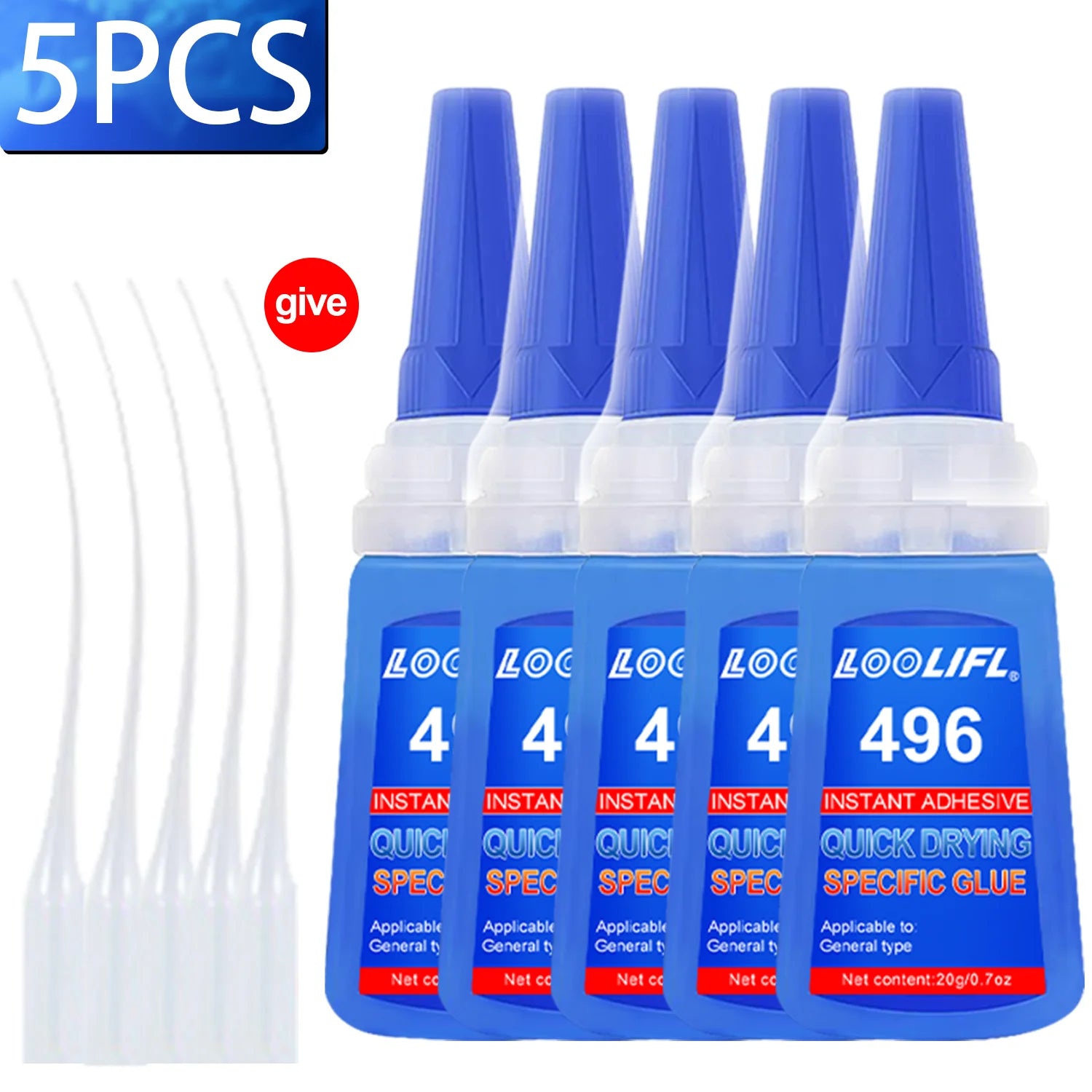 LOOLIFL 496 Super Glue Instant Quick-drying Cyanoacrylate Adhesive Leather Rubber DIY Wood Metal Strong Bond Liquid Glue Tool