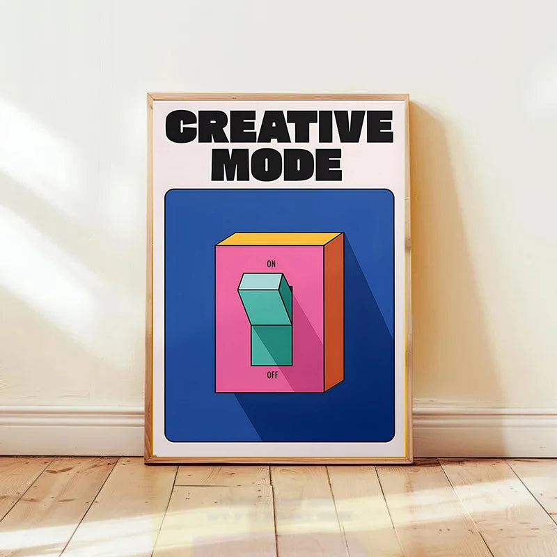 Cartoon Switch Poster Mental Health Poster Inspirational Quotes Positive Wall Decoration Colorful Retro Illustration - Frameless