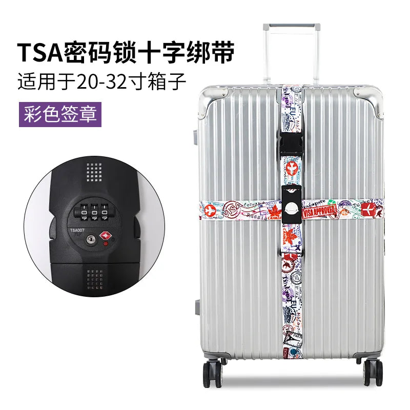 TSA Luggage Lock Password Luggage Straps Combination Lock Adjustable Packing Belts Binding Straps Travel Abroad Customs Locks